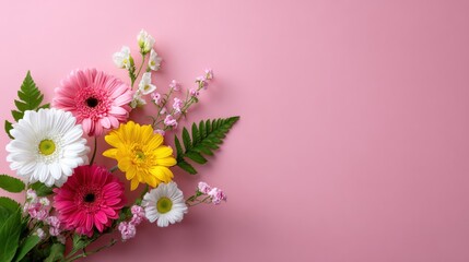 Beautiful colorful floral bouquet with vibrant blossoms and fresh flowers, perfect for decoration, celebrations, and enhancing natural beauty in a cheerful, elegant style