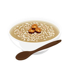 Vector Illustration Logo Clipart Korean Rice Drink Sikhye on a Bowl