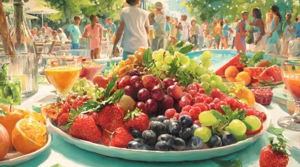 Abundant Fruit Platter at a Summer Gathering.