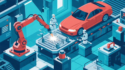 AI Bio-Tech Lab: Humanoid Robots and Robotic Arms Collaborating on Future Research in a High-Tech Facility