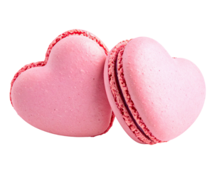 Two light pink heart-shaped pastries with a darker filling