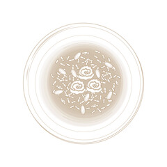 Vector Illustration Logo Line art Top View Sikhye Korean Sweet Rice Punch 