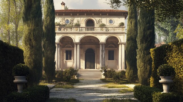 Italian Villa in a Serene Garden