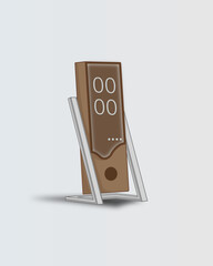 Flat vector digital clock, brown color.
