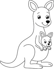 Cute Kangaroo and Baby Joey Coloring