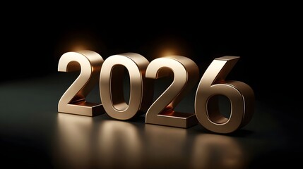 Happy New Year 2026. Golden numbers 2026 on a black background.