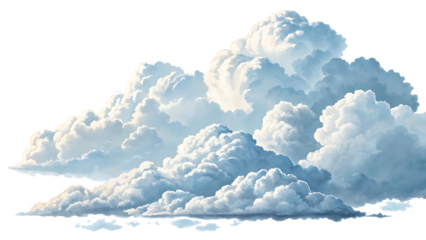 Fluffy White Clouds Isolated on Black Background Creating Dreamy Skies and Heavenly Visions in Digital Art