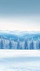 Obraz premium Stunning Winter Wonderland Scene with Lush Pine Trees and Majestic Mountains Blanketed in Snow