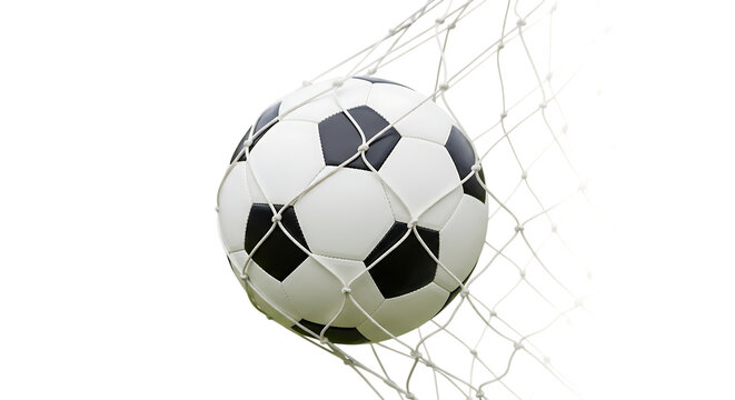 Soccer ball in net isolated on a transparent background - Powered by Adobe
