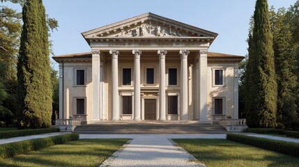 Obraz premium Neoclassical Villa in Italy: Architectural Grandeur