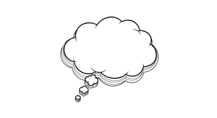 Cartoon thought bubble for design concept isolated PNG with Transparent Background