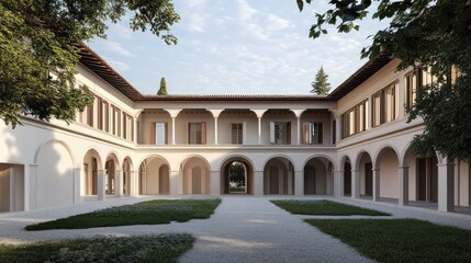 Obraz premium Serene Courtyard of a Classic Italian Villa