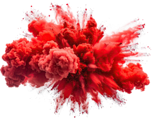 Vivid cloud of red powder exploding outward against a black background