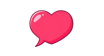 Red heart shaped speech bubble isolated PNG with Transparent Background