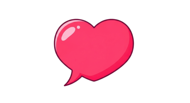 Red heart shaped speech bubble isolated PNG with Transparent Background