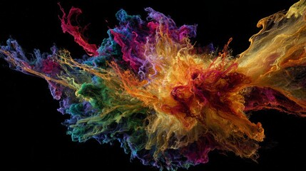 Obraz premium Abstract, sun, art, dark, space, color, overheating, plasma, huge, violent, eruption, abstract, science, art, dark, field, luminescent, malignant, growth, lack, vigorous, colorful, nutrient flow, cell