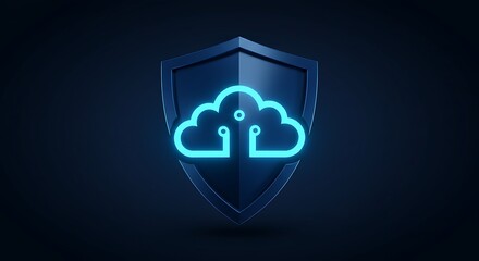 Cloud computing concept with shield symbol for data protection and security