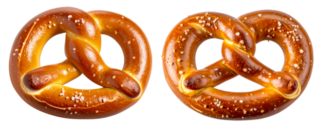 Traditional Pretzel with Salt Crystals, Isolated