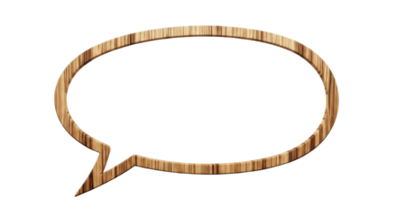 Wooden speech bubble cutout for online communications isolated PNG with Transparent Background