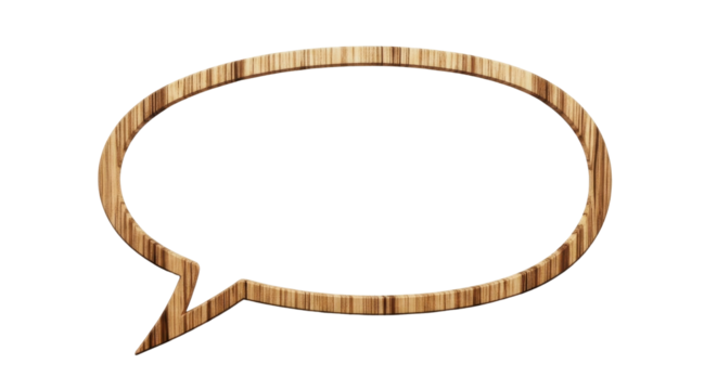 Wooden speech bubble cutout for online communications isolated PNG with Transparent Background