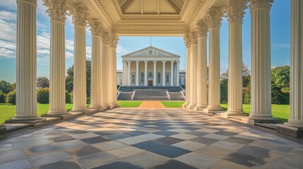 Majestic Colonnade and Neoclassical Building