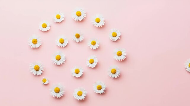 Daisy Animation on Pink Background: A Minimalist Floral Design with Stop Motion Effect