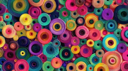Fototapeta premium Colorful Circles - An Abstract and Vibrant Composition of Concentric Shapes.