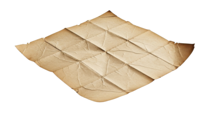 Vintage folded paper abstract pattern isolated PNG with Transparent Background