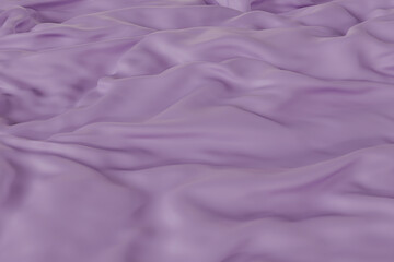 3d render Wrinkled lilac fabric texture with soft folds, creating a smooth and elegant background for design, fashion, textile, or interior decoration concepts.
