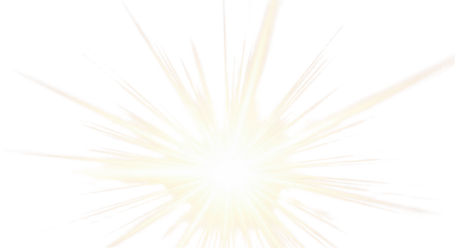Golden sun burst with light rays isolated PNG with Transparent Background