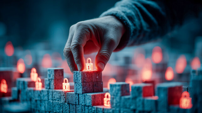 A finger pointing at a 3D virus model on a futuristic screen. This concept represents a scientist or security analyst studying a new malware strain, a virus, or a digital threat.