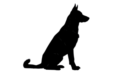 Sitting German Shepherd Silhouette isolated PNG with Transparent Background