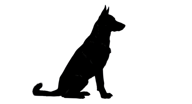 Sitting German Shepherd Silhouette isolated PNG with Transparent Background