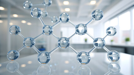 Molecular Structure and Its Significance in Science. transparent molecular structure with liquid like
