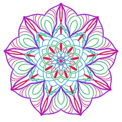 Neon Outline Mandala Seamless Pattern (Pink, Cyan, Green)