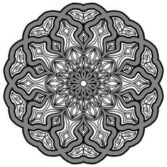 Hand-Drawn Black Mandala Seamless Pattern (High Contrast)