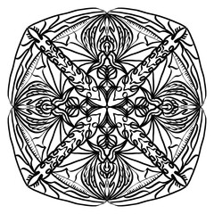 Compass Petal Mandala Seamless Pattern (Bold Outline)