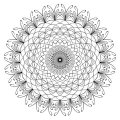 Geometric Wireframe Mandala Seamless Pattern (Dot Matrix)