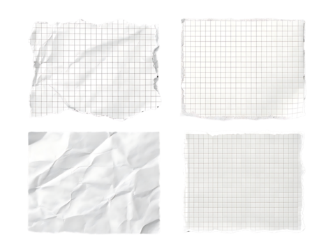 Collection of Torn and Crumpled White Paper Pieces Isolated on Black Background for Graphic Design and Creative Projects