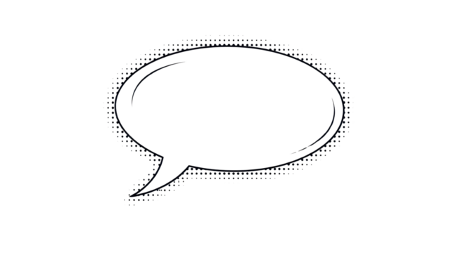 Comic speech bubble with halftone dots isolated PNG with Transparent Background