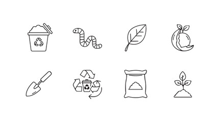 Vector art of composting line icons