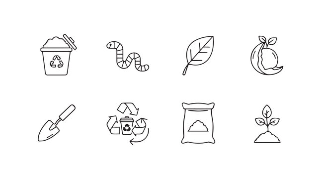 Vector art of composting line icons