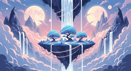 Floating Island Sanctuary in a Dreamlike Sky