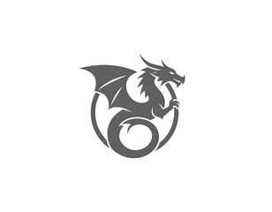 Monochrome dragon graphic design