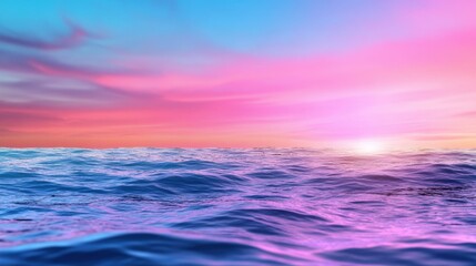 Obraz premium Peaceful sunset beach scene with pastel skies and tranquil sea waves, perfect for relaxation themes