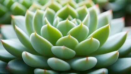 Fototapeta premium Succulent Soft Focus Macro Image Light Green Plant Background