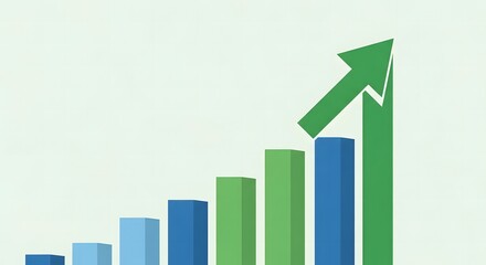 Growing business graph with upward arrow illustration
