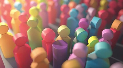 Colorful Crowd Diversity Unity Abstract Community Group People Togetherness Teamwork Vibrant Social Happiness, Abstract Human Figures Standing