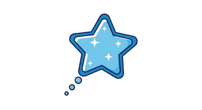 Blue star with bubbles vector isolated PNG with Transparent Background