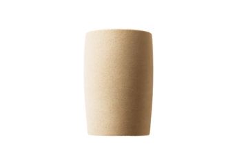 Cylindrical wooden object standing upright on black background